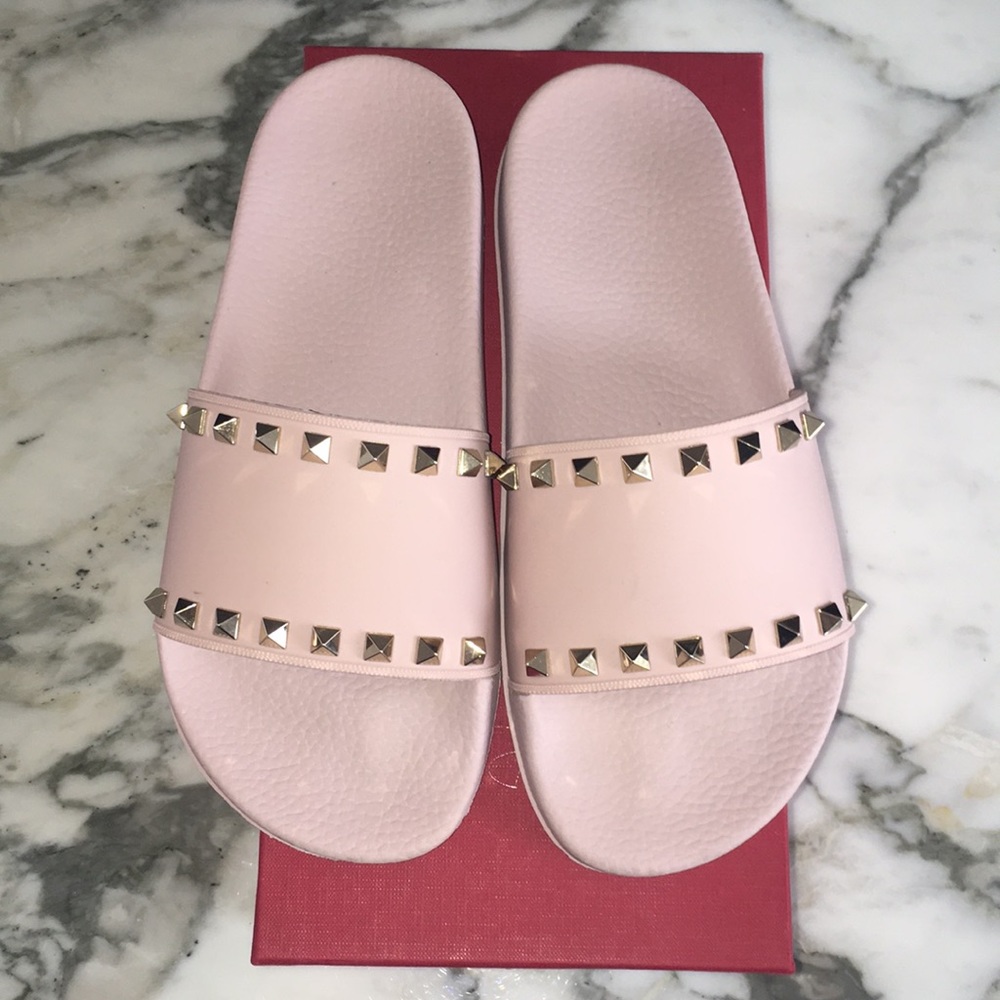 Valentino Rockstud Pool Slide Sandal